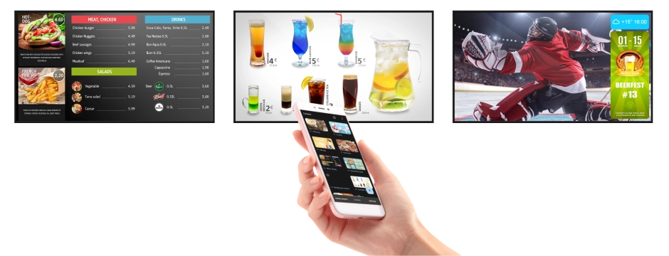 DS-GO mobile app controlling digital signage