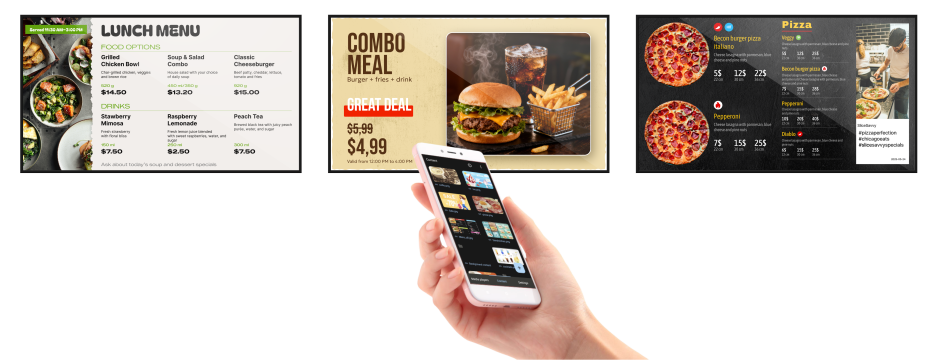 DS-GO mobile app controlling digital signage