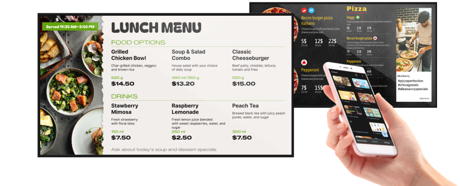 DS-GO mobile app controlling digital signage